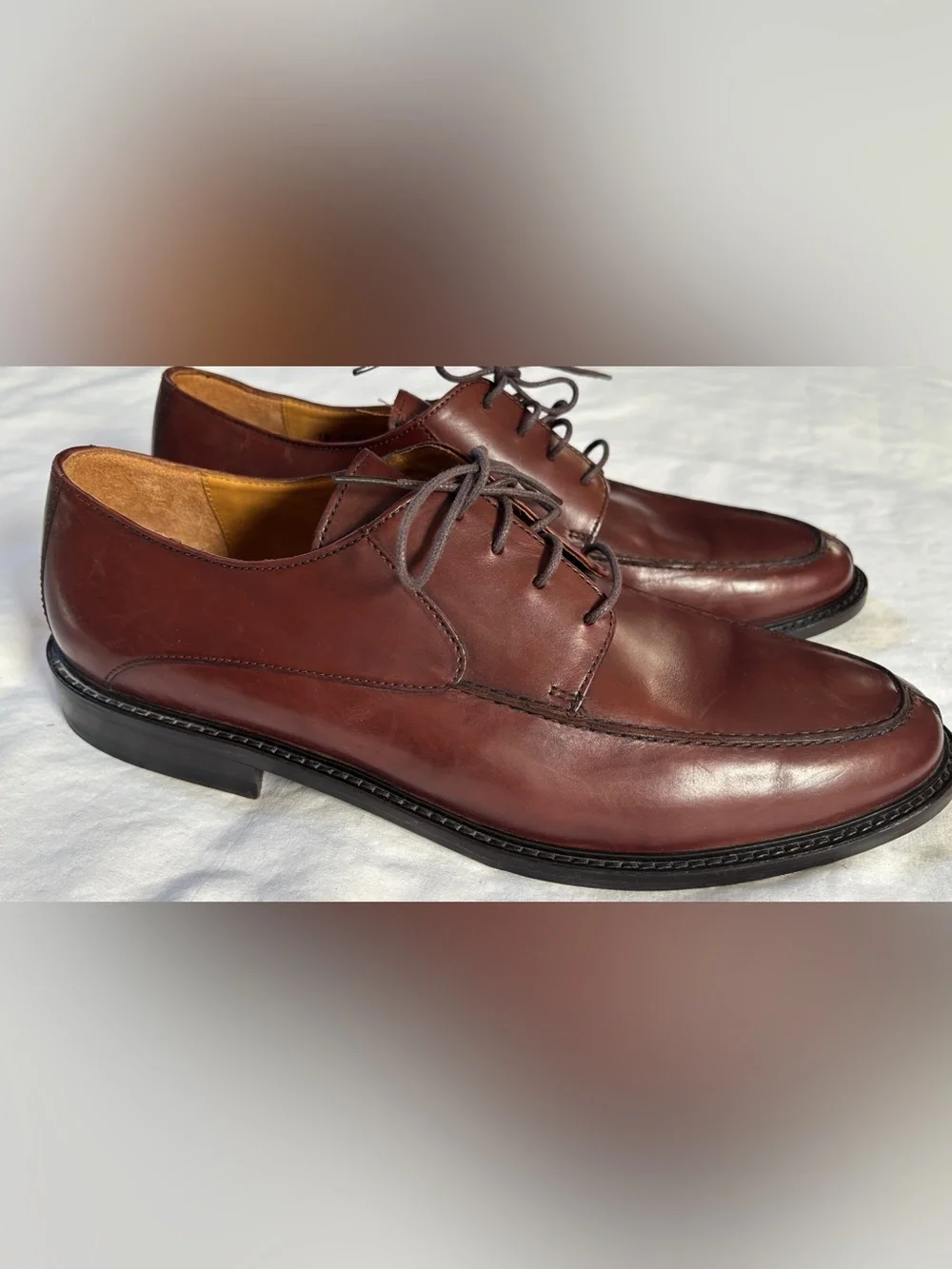 Johnston Murphy Mens Brown Leather Split Toe Derby Shoes Size 12N